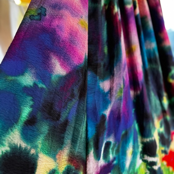 NWT Anthropologie Watercolor Printed, Size Large, A-Line Maxi Dress Back Cut-Out - Picture 11 of 16